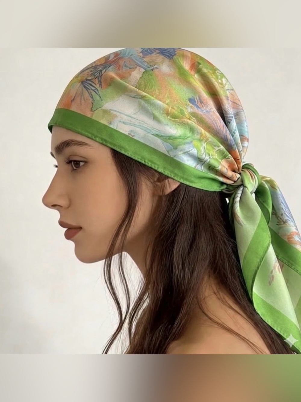 Green Floral Print  Neck Scarf